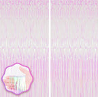 2 Pack Iridescent Tinsel Foil Fringe Curtains, Iridescent Party Decorations, Metallic Tinsel Party Streamers Backdrop for Mermaid Birthday Baby Shower Slumber Wedding Party Decorations