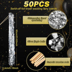 50 Pcs Wedding Fairy Wands with Bells Foil Tinsel Ribbon Stick Wands Tinsel Party Streamers with Bell Glittery Bridal Wedding Send Off Ideas Holiday Celebration (Silver)