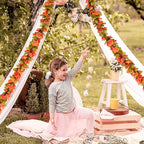KHOYIME 9 Pack 72 FT Artificial Fall Flower Garland, Fake Orange Roses Vines Silk Flowers Faux Plastic Outdoor Hanging Floral Garland Autumn Decoration for Indoor Table Home Wall Backdrop Room Decor