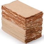 Wanderings Vintage Handmade Deckle Edge Folded Paper – Folded to 3.5"x2" – 150 GSM - 50-Pack – Textured Cotton Paper – Ideal for Place Cards, Blank Name Cards, Table Settings, Gift Tags, Love Notes