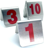 10 Pcs Metal Place Cards Stackable Tent Style Table Numbers，Place Card Holders for Celebration Wedding Party Restaurants Cafes Bars Gatherings meeting Room Board Game Serial (Small 1-10, Red)