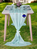 MDS Halloween Chiffon Table Runner - 20 Pack, 29 x 170 Inches, 14ft Each - Sheer Spooky Table Runners for Haunted House Parties, Trick-or-Treat Tables, Witchy Décor, Wedding & Events - Teal