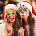HOWAF 30 Pcs Christmas Photo Booth Props - Merry Christmas Paper Photo Frame, Funny Santa & Gingerbread Photo Props for Xmas Holiday Party Decoration, Selfie Frame Props