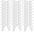 50pcs 2-1/2" White Satin Ribbon Bows with Twist Ties for Wedding Box Gift Wrapping Packing Christmas Decoration (White)