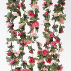 5 Pcs 41FT Flower Garland, Artificial Rose Garland Flowers Plants Fake Flower Hanging Rose Ivy, Birthday Party Valentine's Day Wedding Wall Arch Decor（Pink）