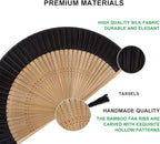 Amajiji 8.27"(21cm) Hand Held Bamboo Silk Folding Fan Hand Fan,Chinese/Japanese Charming Elegant Vintage Retro Style,Women Ladys Girls Best Gifts (Sexy Bamboo)
