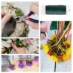 GLAMFIELDS Floral Arrangement Kit with Cutter, 5 Rolls 1/2" Wide Floral Tapes, 100 pcs 26 Gauge Floral Stem Wire, 1 Roll 22 Gauge Floral Wire for Bouquet Stem Wrapping and Floral Crafts