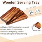 Roowest 5 Pack Solid Acacia Wood Serving Trays for Laser Engraving Rectangular Wooden Board for Food Appetizer Serving Tray Plates for Vegetables Fruit Cheese Housewarming Gifts(14 x 5.5 Inch)