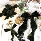 Ribbli Dark Moss Velvet Ribbon 1.5 Inch Handmade Frayed Vintage Christmas Ribbon for Gift Wrapping Christmas Tree Ornament Wreath Craft Home Decor -Total 3 Yards with Wooden Spool