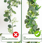MAKHOT 2pcs Artificial Eucalyptus Garland, 5.9FT Greenery Garland Flower Spring Summer Green Garlands Vines Decoration, Fake Silver Dollar Eucalyptus Leaves Vines for Table Home Wedding Party Decor