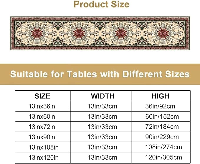 Vintage Paisley Bohemian Table Runner Beige Red Rustic Farmhouse Home Kitchen Table Dining Coffee Room Garden Party Wedding Decor 13x72in