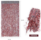 3 Pack 3.3 ft x 6.6 ft Tinsel Curtain -CYLMFC Rose Gold Birthday Backdrop Background for Wedding Graduation Engagement Party Backdrop Decor