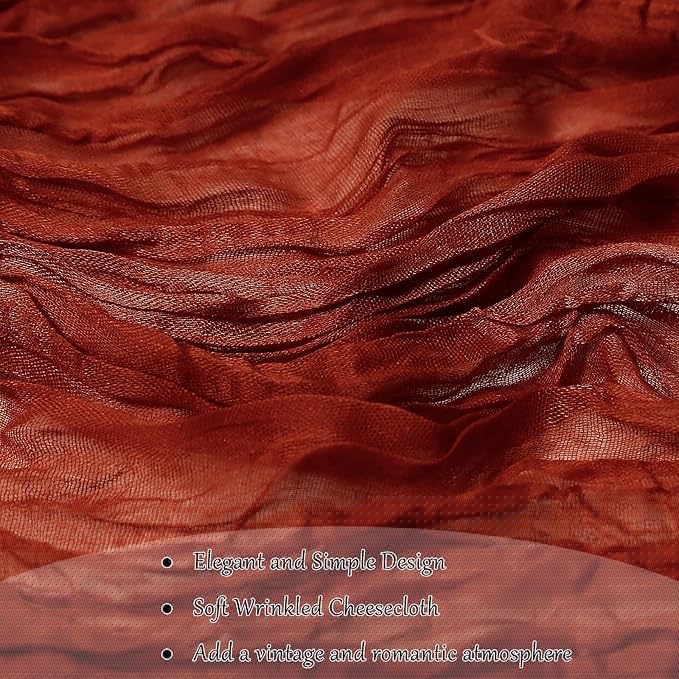 Cheesecloth Table Runner 10FT (35x120 Inch) - 6 Pack Terracotta Boho Gauze Fabric Cheese Cloth Table Runner Rustic Sheer Table Runners Cheesecloth for Wedding, Bridal Shower, Birthday Party Decor