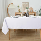 Biscaynebay Textured Fabric Tablecloths 90x132 Inches Rectangular, White Water Resistant Tablecloths for Dining, Kitchen, Wedding and Parties etc. Machine Washable