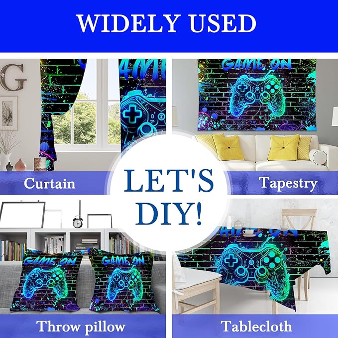 Mocsicka Game On Backdrop Video Game for Boys Level Up Birthday Party Decoration Game Night Arcade Neon Glow Gamer Banner Photography Background (Blue, 7x5ft(82"x60"))