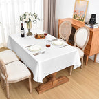 Fitable Faux Linen White Tablecloths for 6 Foot Rectangle Tables - 60 x 102 Inch - 6 Pack Fabric Textured Folding Table Clothes Faux Burlap Table Covers for Wedding, Party, Banquet, Birthday