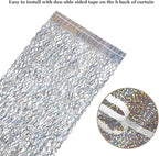 Silver Tinsel Backdrop- CYLMFC 3 Pack 3.3 ft x 6.6 ft Streamer Foil Fringe Curtain for Birthday Party Christmas Graduation Decor