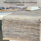 Chardin home Natural Jute Table Runner 13x72 Inch – Vintage Boho Rustic Table Decor – Handwoven Table Runner in Natural Jute and Grey – Farmhouse Dining or Console Table Accent