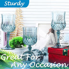 Plastic Wine Glasses，Plastic Goblets Vintage Style Cordial Drinking Glasses for Wedding Reception, Grand Event Party Supplies (24, Dusty Blue)