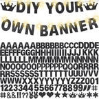 167Pcs DIY Glitter Customizable Banner Kit Happy Birthday Custom Letters Banner 30th Birthday Decorations Anniversary Personalized Banners Decor Death to My 20s Party Supplies (Glitter Black)
