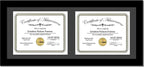Creative Picture Frames 10X20Bk-B Black Horizontal Double Diploma Frame With 2 Opening Black Matting | Holds 2-7X9-Inch Documents With Installed Wall Hanger