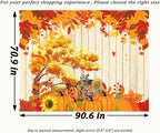 QGHOT Fall Tapestry Wall Hanging Autumn Photo Backdrop Rustic Orange Wood Tapestry Tree Maple Leaf Pumpkin Nature Landscape Country Tapestries for Bedroom Room Thanksgiving Decor (90.6"x70.9")