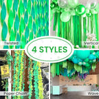 PartyWoo Crepe Paper Streamers 4 Rolls 328ft, Pack of Lime Green Crepe Paper for Party, Wedding, Birthday, Baby Shower Decorations (1.8 Inch x 82 Ft/Roll)