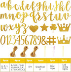 TaoBary 167 Pcs DIY Banner Kit Happy Birthday Glitter Banner Customizable Glitter Make Your Own Kit 162 Letters Symbols and Numbers 3 Rope for Birthday Halloween Wedding Christmas(Gold)
