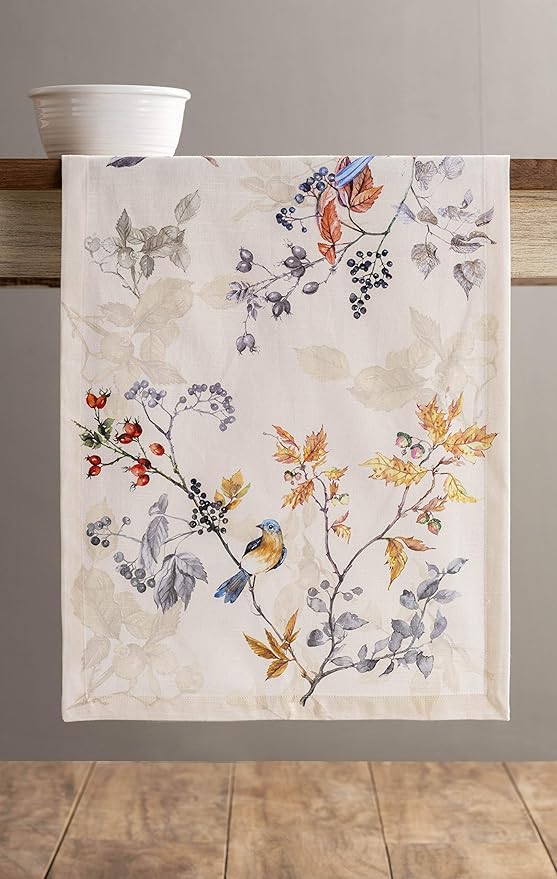 Maison d' Hermine Table Runner 100% Cotton Single Layer Table Runners 108 inches Long for Thanksgiving Christmas Decorations Home Kitchen Dining Party Wedding (Equinoxe - Beige, 14.5" x 108")