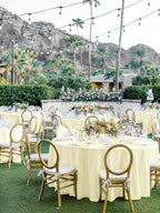 6 Pack Round Tablecloths - 120 Inch, Beige Polyester Table Cover, Stain & Wrinkle Resistant, Washable Table Cloth for Banquet & Parties