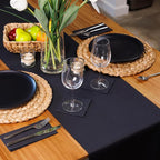 American Homestead Paper Table Runner Roll - 78 ft. Disposable Linen-Like Table Cover Roll - 20 Perforated Table Runners (16" x 48") for Parties, Weddings, and Events - Black