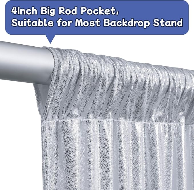 leegleri 10x10ft Thick Silver Glitter Backdrop Curtain Panels for Parties, Wrinkle Free Sequin Sparking Photo Backdrop Drapes, 2 Panels 5x10ft Shimmer Back Drop Cloth for Wedding Birthday Photography