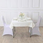 Cupuamon Square Tablecloth 52x52 inch Washable Polyester Fabric Table Cloth for Wedding Party Dining Banquet Decoration（52x52,Ivory）