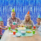 10 Pack Navy Foil Curtain Backdrop 3.2ft x 9.8ft Black Metallic Tinsel Foil Fringe Curtains Streamer Photo Booth Backdrop for Birthday Party Engagement Bachelorette Party Decorations (Navy)