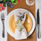 Halatool Christmas Napkin Rings Set of 8, Gold Snowflake with White Rhinestone Napkin Holder for Christmas Thanksgiving Winter Holiday Place Setting, Weddings, Party Table Decoration