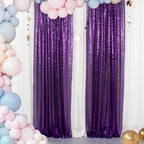 ShinyBeauty 4 Panels Purple Sequin Curtains | 2Ft x 8Ft Sparkle Photo Backdrop | Shimmer Background for Parties & Events | Mermaid Theme | Durable & Elegant Fabric Backdrop