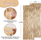 2 Pack Champagne Foil Fringe Backdrop Curtains, Tinsel Streamers Birthday Party Decorations, Fringe Backdrop for Anniversary, New Years, Birthday Party