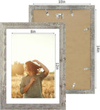 10x14 Picture Frame Set of 4 with Tempered Glass, Distressed Moss Green Frames Display 8x12 Picture with Mat or 10 x 14 Without Mat, Rustic Wood Photo Frames for Wall Mounting
