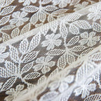 Lace Tablecloth Leaf Pattern Warp Knitting Fabric Solid White Rectangle/Oblong Table Cover for Kitchen Dining Farmhouse Wedding Party Decor Ivory, 55x84 Inch