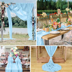 10 Pack 10ft Baby Blue Chiffon Table Runners Wedding Table Runner Sheer Romantic Tulle Table Runner for Christmas Wedding Bridal Tea Party Baby Shower Birthday Party Table Decorations(120 x 12 in)