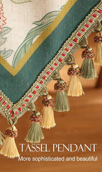 patdrea Designer Green Floral Extra Long Table Runner,French Elegant Vibrant Rustic Linen with Green Leaves Patterns Fabric Table Mat,Decoration for Kitchen Dining Room Banquet Christmas,12"*118"