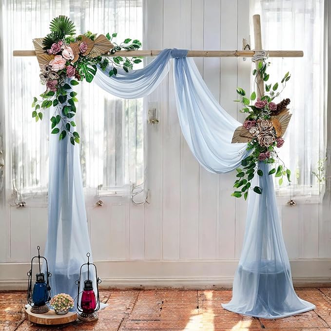 MDS Halloween Chiffon Draping Fabric - 1 Panel, 30" Wide x 50ft Long - Sheer Spooky Arbor & Canopy Drapery for Haunted House Backdrops, Party Ceilings, DIY Costumes & Themed Events - Dusty Blue