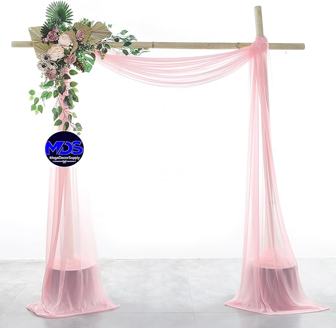 MDS Halloween Chiffon Draping Fabric - 2 Panel, 30" Wide x 30ft Long - Sheer Spooky Arbor & Canopy Drapery for Haunted House Backdrops, Party Ceilings, DIY Costumes & Themed Events - Blush Pink