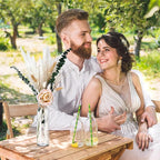 10 Set Dried Pampas Grass Centerpiece for Wedding 10 Clear Glass Jars 10 Artificial Roses 80 Dried Pampas Grass with Rope for Baby Shower Rustic Bridal Party Farmhouse Decoration (Champagne)