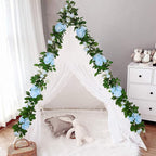 U'Artlines 3 Pack Artificial Blue Rose Vines Floral Garlands Total 19.5 Ft Fake Vine Silk Flower Garland for Indoor Outdoor Home Wedding Arch Garden Wall Decoration