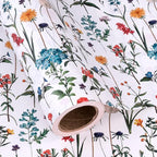 WRAPAHOLIC Kraft Wildflower Wrapping Paper - Mini Roll - 17 Inch x 16.5 Feet - Floral Wrapping Paper for for Wedding, Birthday, Bridal Shower, Tea Party