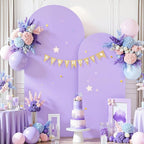 Purple Lavender Arch Backdrop Cover for Wedding, 7.2FT 6FT Set of 2 Stretchy Spandex Fitted Arch Stand Cover for Baby Shower, Birthday Party Decor, Chiara Backdrop Cover with Double-Sided Design