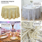 Efavormart 120" Silver Sparkly Sequin Geometric Tulle Round Tablecloth