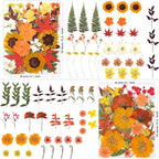 120 Pcs Dried Pressed Flowers for Crafts, Real Natural Flowers in Vibrant Yellow, Orange & Red Tones for Resin, DIY Art, Jewelry, Scrapbooking & Candle Making – Tweezers Included