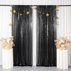 ShinyBeauty 2 Panels Black Sequin Backdrop | 7Ft x 7Ft Sparkly Photo Background | Halloween & Party Decor | Durable & Elegant Curtains | Perfect for Photography & Events